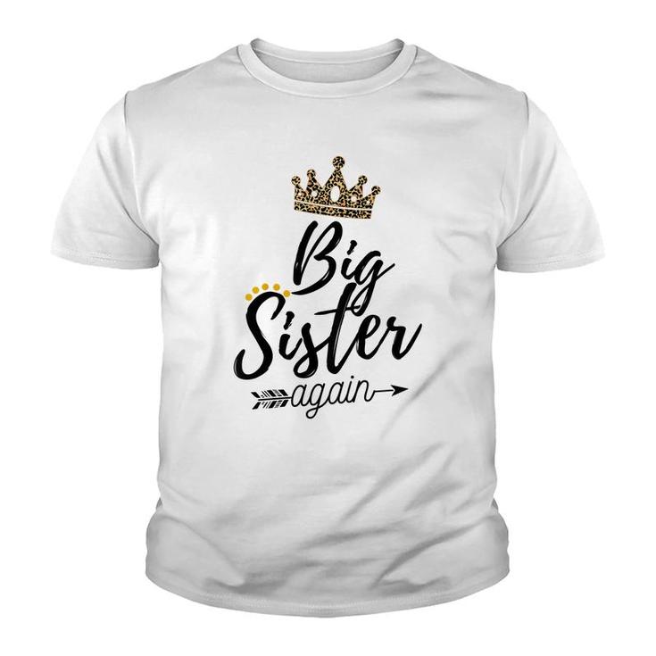 Kids Big Sister Again 2022 Soon To Be Bigsister Leopard Print Youth T-shirt