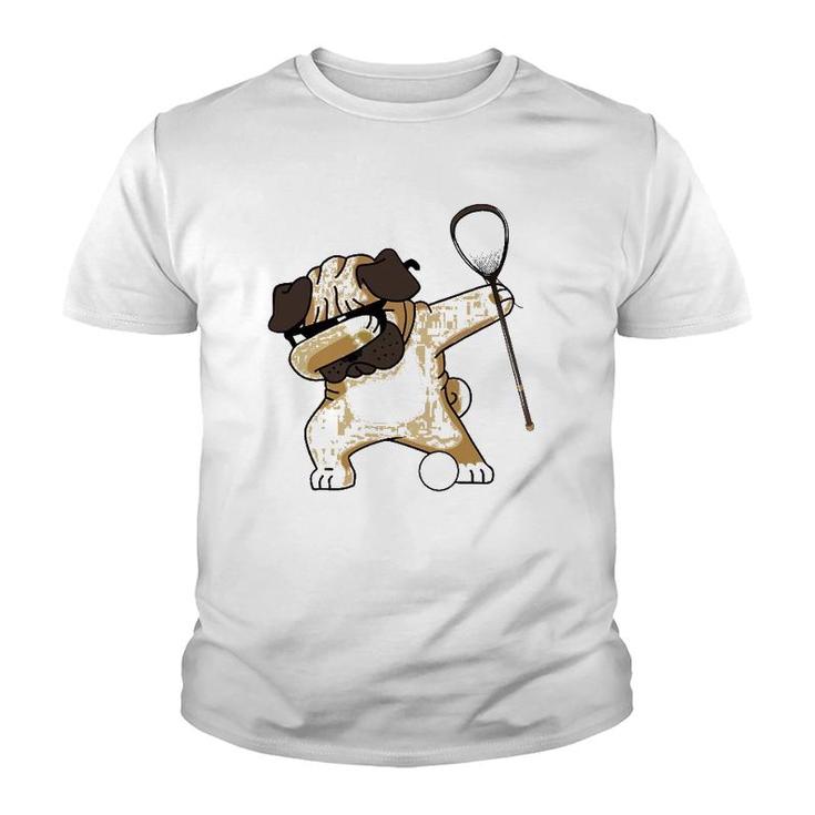 Lacrosse Dabbing Pug Dab Dog Lax Gift Tee Youth T-shirt