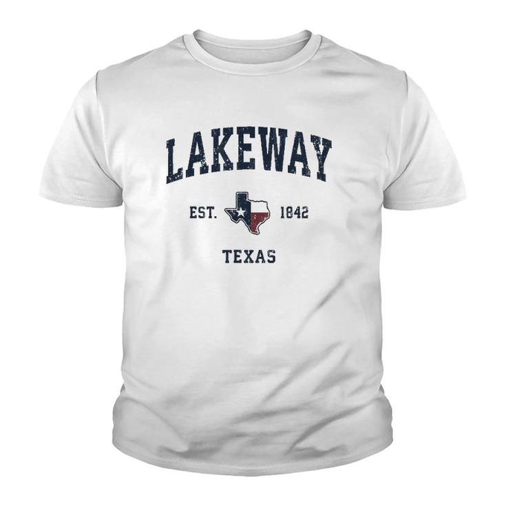 Lakeway Texas Tx Vintage State Flag Sports Navy Design Youth T-shirt