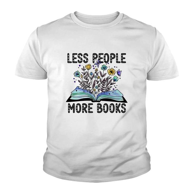 Less People More Books Teacher Black Graphic Youth T-shirt