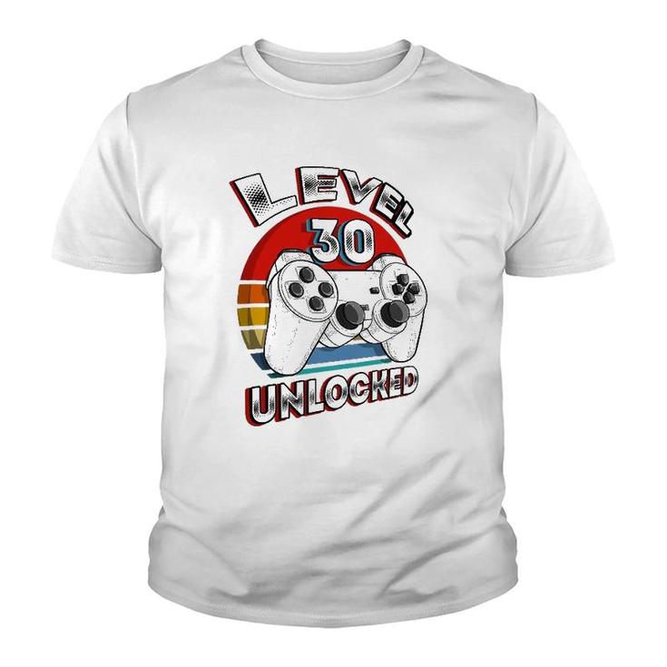 Level 30 Unlocked Matching Video Game 30Th Birthday Gift Men Youth T-shirt