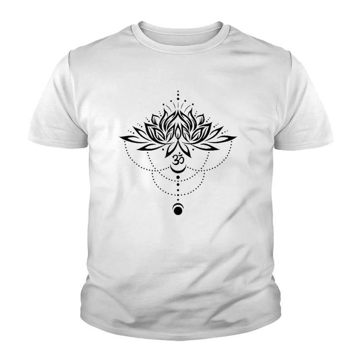 Lotus Flower Om Symbol Yoga Lovers Meditation Moon Gift Idea  Youth T-shirt
