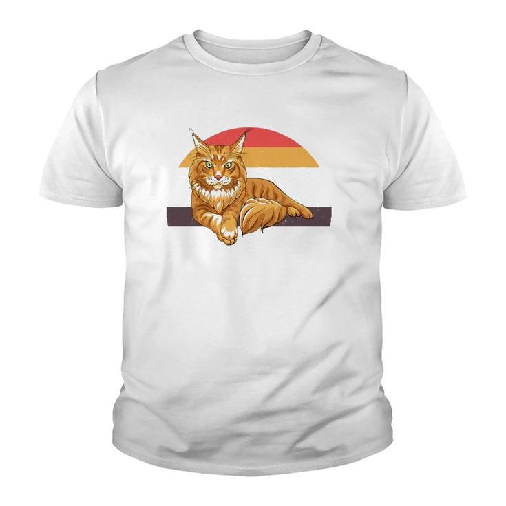Maine Coon Cute Cat Vintage Retro Youth T-shirt