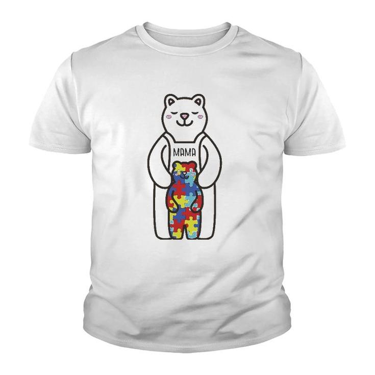 Mama Bear  Autism Awareness Mothers Day Womens Gift Youth T-shirt