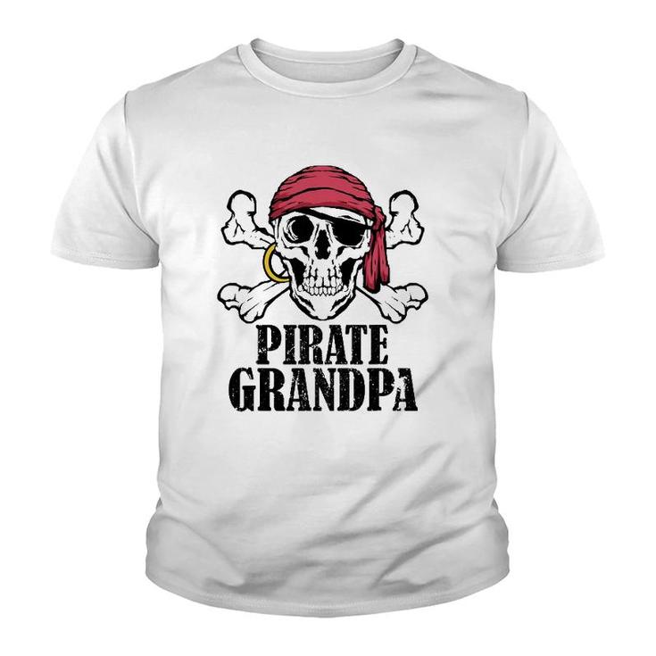 Mens Pirate Birthday Costume Jolly Roger Pirate Grandpa Youth T-shirt