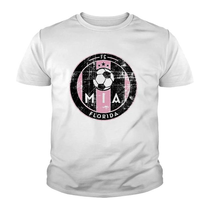 Miami Soccer Jersey Original Design Round Badge Distressed Youth T-shirt