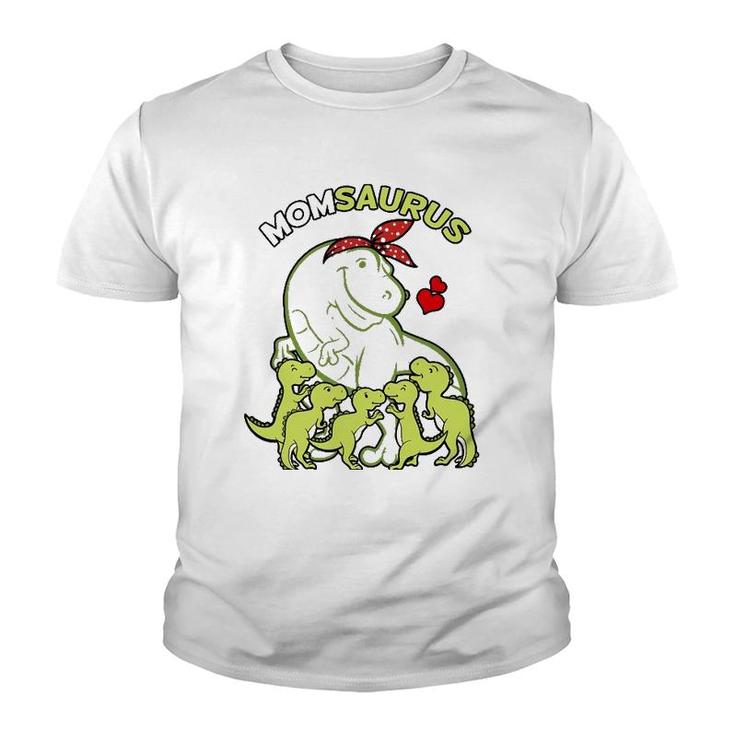 Momsaurus Mom 5 Kids Dinosaur Mothers Day Youth T-shirt