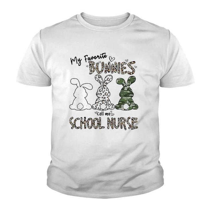 My Favorite Bunnies Call Me School Nurse Leopard Easter Day Youth T-shirt