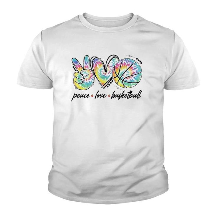Peace Love Basketball Tie Dye Cute Basketball Lovers Youth T-shirt