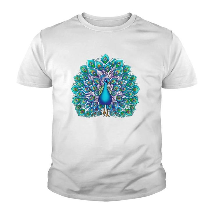 Peacock Bird Lover Illustration Animal Lover Youth T-shirt