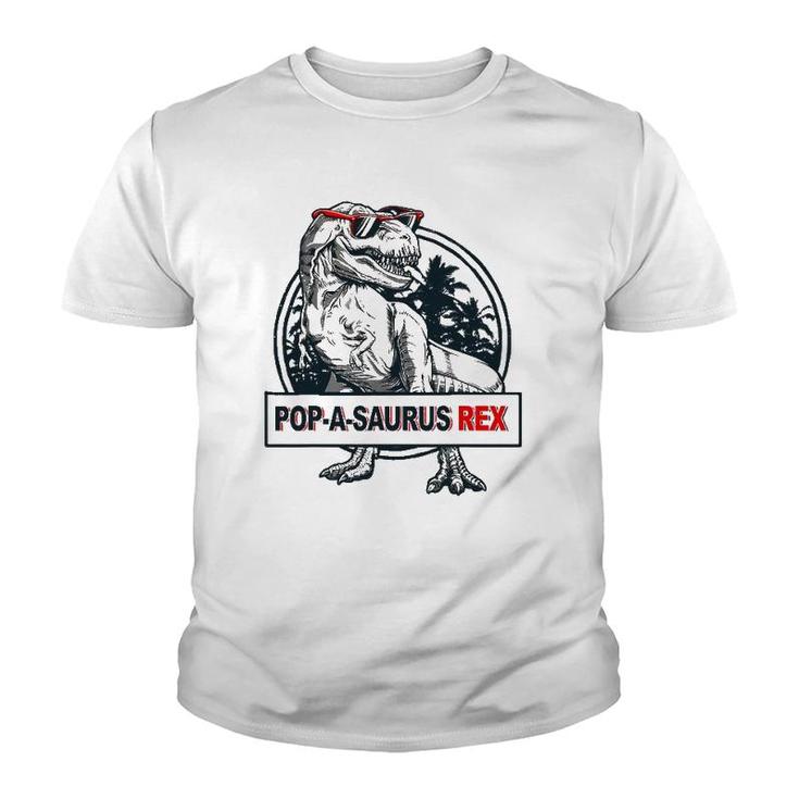 Popasaurus Rex Papa Grandpa Dinosaur Funny Fathers Day Gift Youth T-shirt