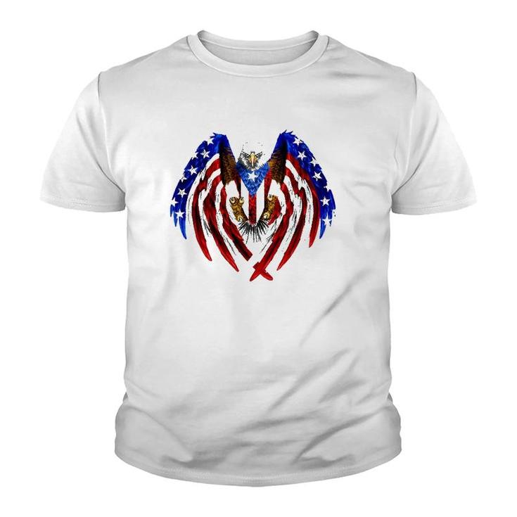 Puerto Rican American Flag Usa Eagleboricua Roots Youth T-shirt