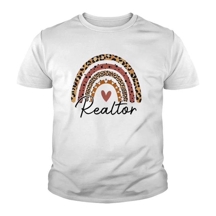 Realtor Leopard Rainbow Real Estate Agent Real Estate Life Youth T-shirt