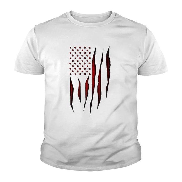 Red Carbon Fiber Onyx American Flag  Youth T-shirt