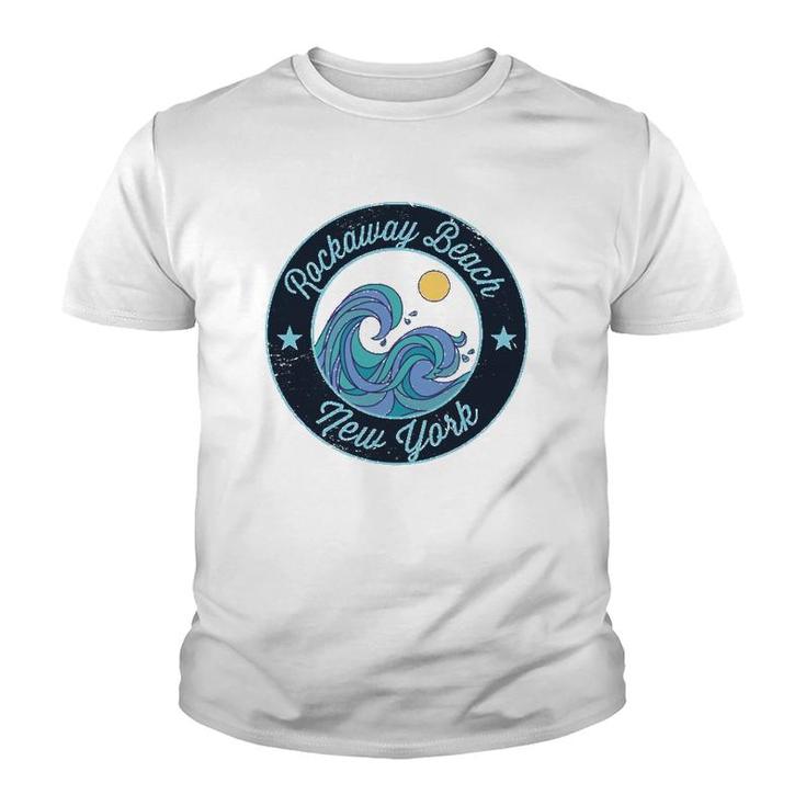 Rockaway Beach Ny New York Souvenir Nautical Surfer Graphic  Youth T-shirt