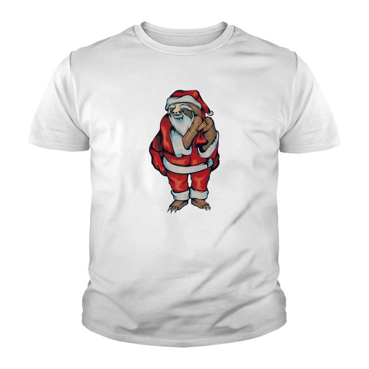 Santa Sloth Christmas  Two Toed Mammal Holiday Gift Youth T-shirt