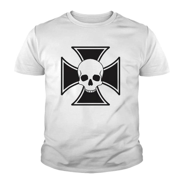 Skull & Iron Cross Halloween Costume Youth T-shirt