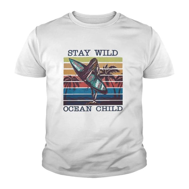 Stay Wild Ocean Child Surfing Ocean Racerback Youth T-shirt