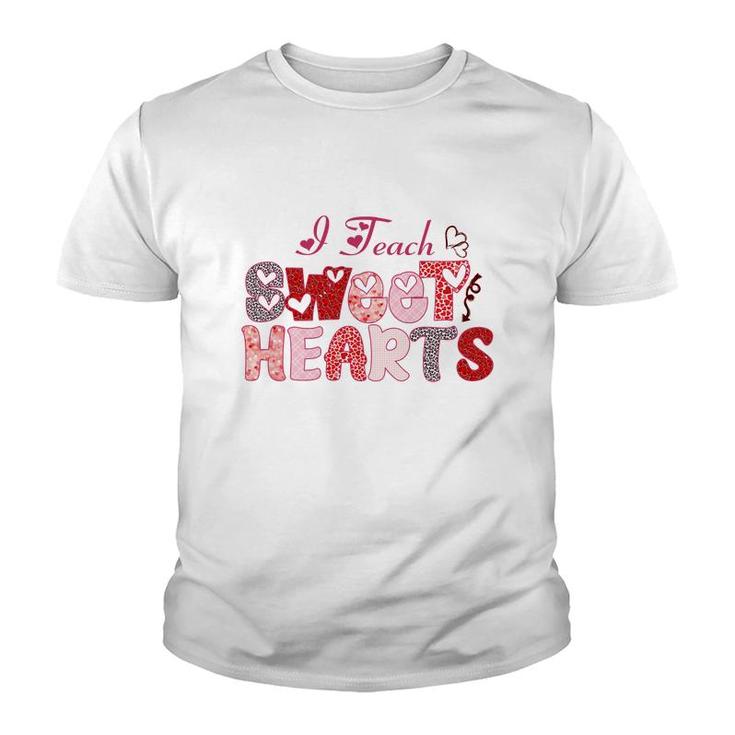 Teach Sweet Hearts Teacher Red Leopard Youth T-shirt