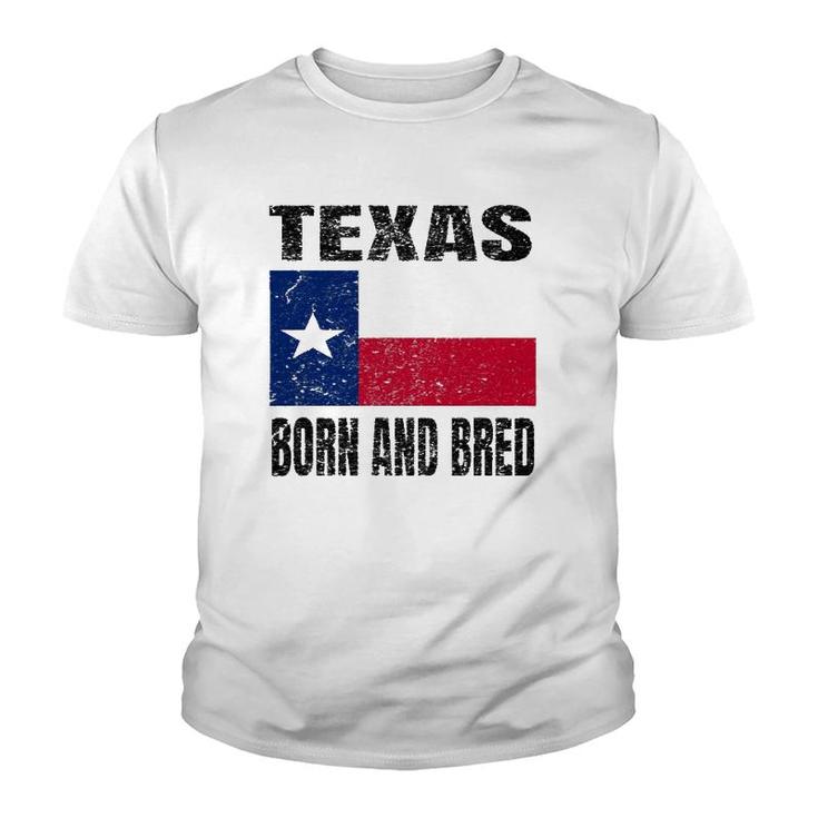 Texas Born And Bred Vintage Texas State Flag Youth T-shirt
