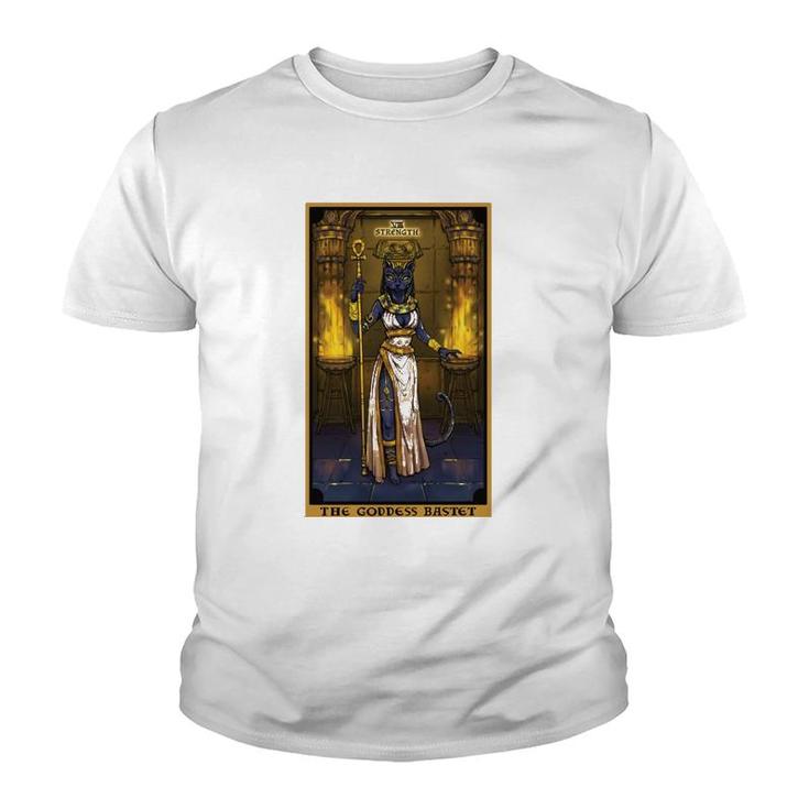 The Goddess Bastet Strength Tarot Card Egyptian Cat Witch  Youth T-shirt