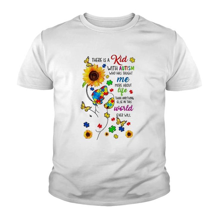 There Is A Kid With Autism Elephant Mom Autism Child Kids Youth T-shirt