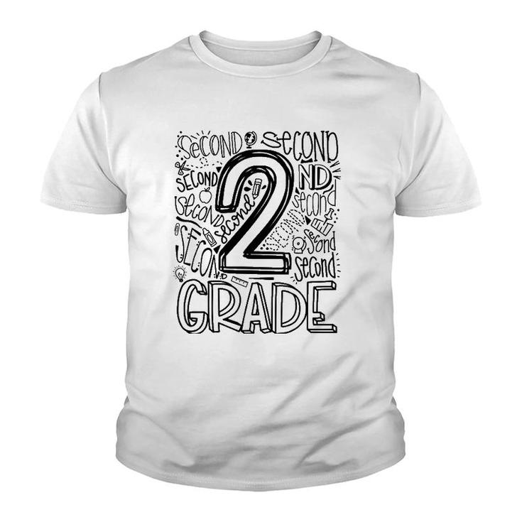 Typography 2Nd Grade Teacher Student Back To School Youth T-shirt
