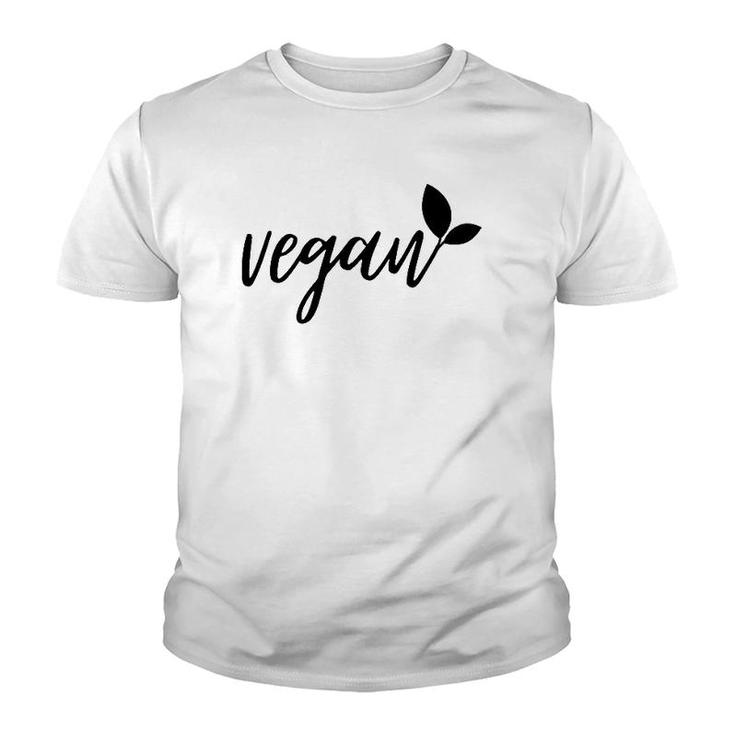 Vegan With Leaf Plant Based Vegan Gift Youth T-shirt