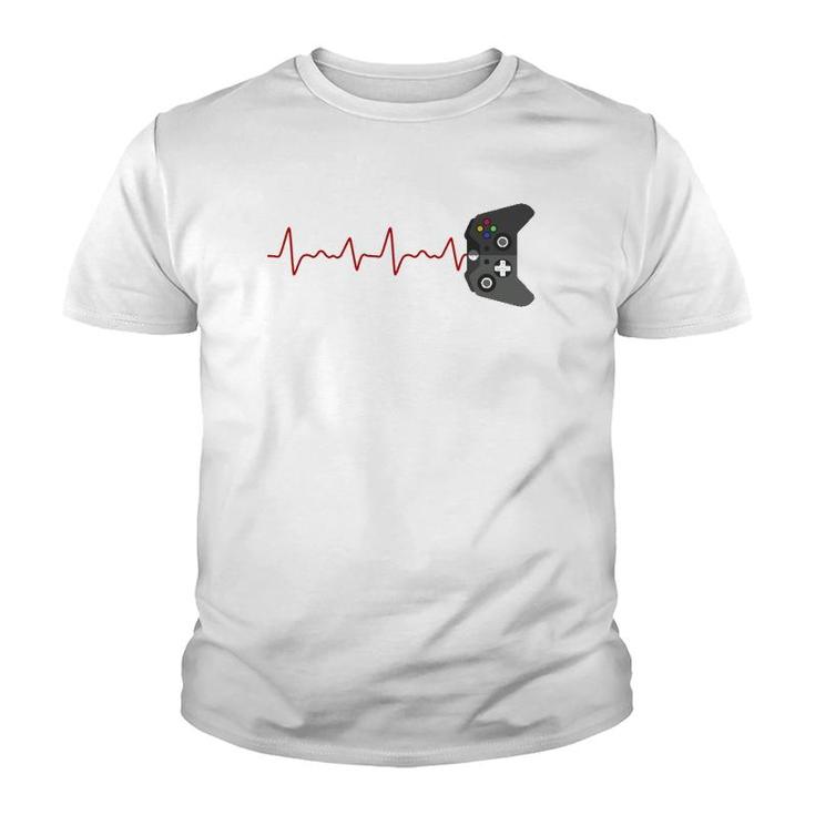 Video Game Lover Gifts Gamer Heartbeat Gaming Youth T-shirt