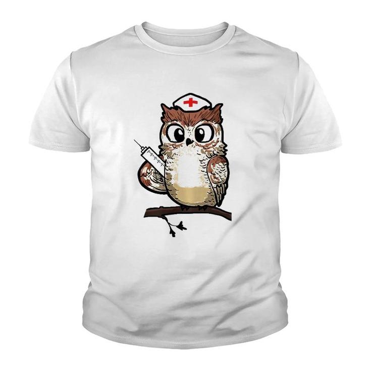Women Funny Owl Nursing Gift Proud Night Shift Nurse Youth T-shirt