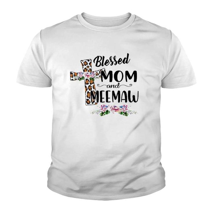 Womens Blessed To Be Called Mom And Meemaw Floral Mothers Day Youth T-shirt
