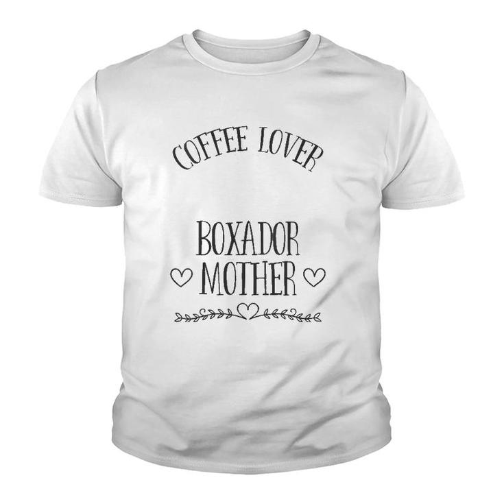 Womens Boxador Mom Dog & Coffee Lover Gift Funny Slogan Pun Gift V-Neck Youth T-shirt