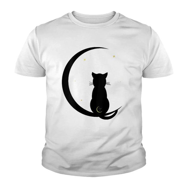 Womens Double Moon Cat V-Neck Youth T-shirt