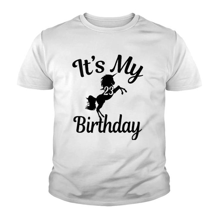 Womens Its My 23Rd Birthday Unicorns 23 Years Old B-Day Gifts V-Neck Youth T-shirt