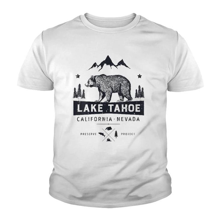 Womens Lake Tahoe National Park California Nevada Vintage Bear Men V-Neck Youth T-shirt