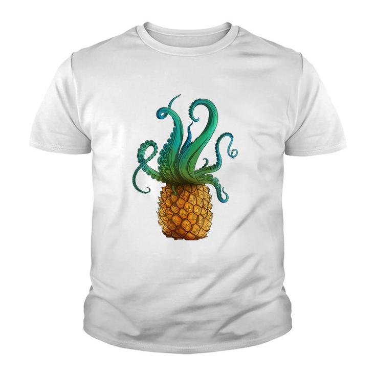 Womens Pineapple Octopus Funny Summer Tee V-Neck Youth T-shirt