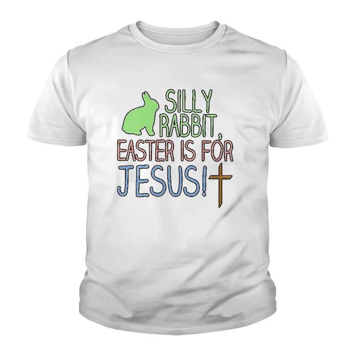 Womens Silly Rabbit Easter Is For Jesus Christian Religious V-Neck Youth T-shirt