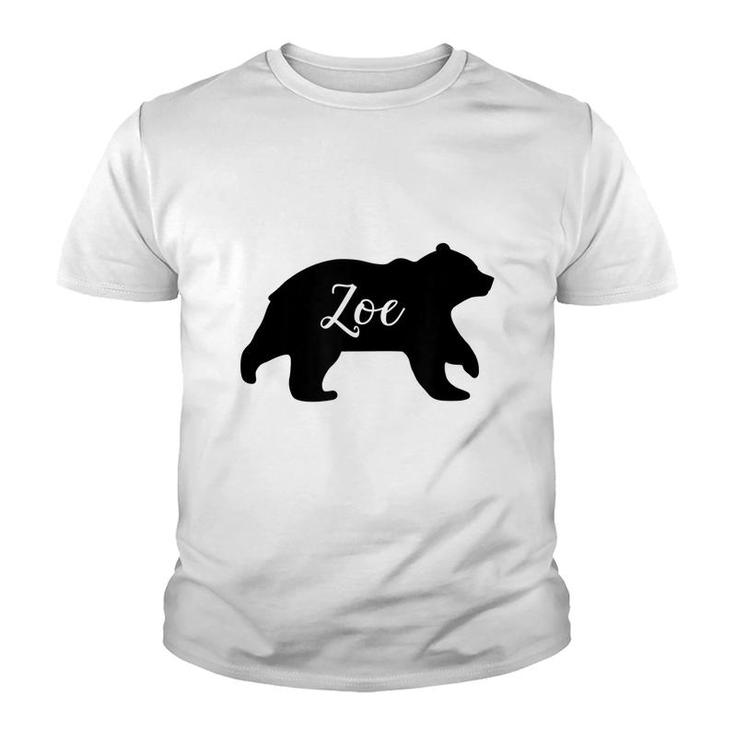 Zoe Bear Name Silhouette  Youth T-shirt