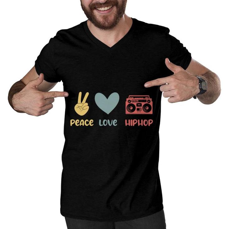 80S 90S Styles Peace Love Hip Hop Funny Idea Music Gift Men V-Neck Tshirt