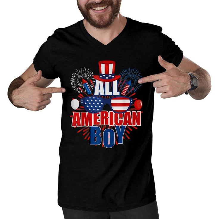 All American Boy 4Th Of July Kids Toddler Boys Family Ns  Men V-Neck Tshirt