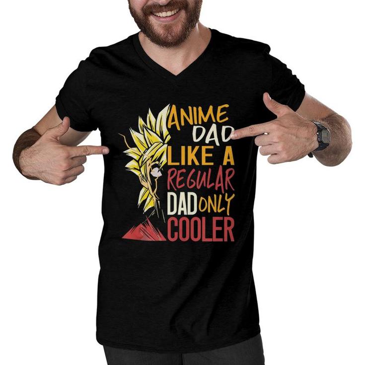 Anime Dad Like A Regular Dad Only Cooler Fathers Day Otaku  Men V-Neck Tshirt