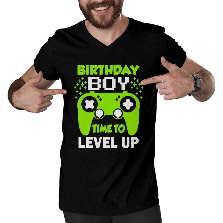 Artwork Boy Matching Video Gamer Time To Level Up Men V-Neck Tshirt