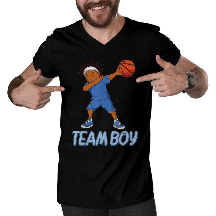 Baby Announcement Party Basketball Team Boy Gender Reveal  Men V-Neck Tshirt