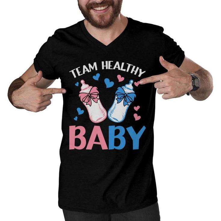 Baby Gender Reveal Party Gender Reveal Party Team Healthy Baby Men V-Neck Tshirt