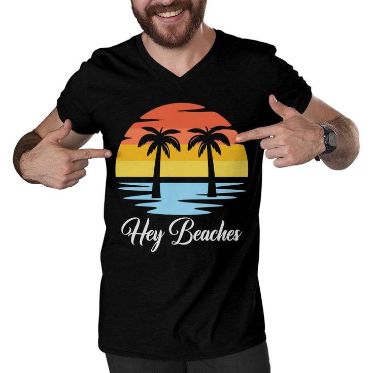 Beach Retro Sunset Summer Enistle Hey Beaches Men V-Neck Tshirt