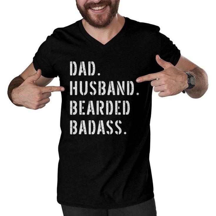 Beard Bearded Dad Gifts From Daughter Son Wife Men V-Neck Tshirt