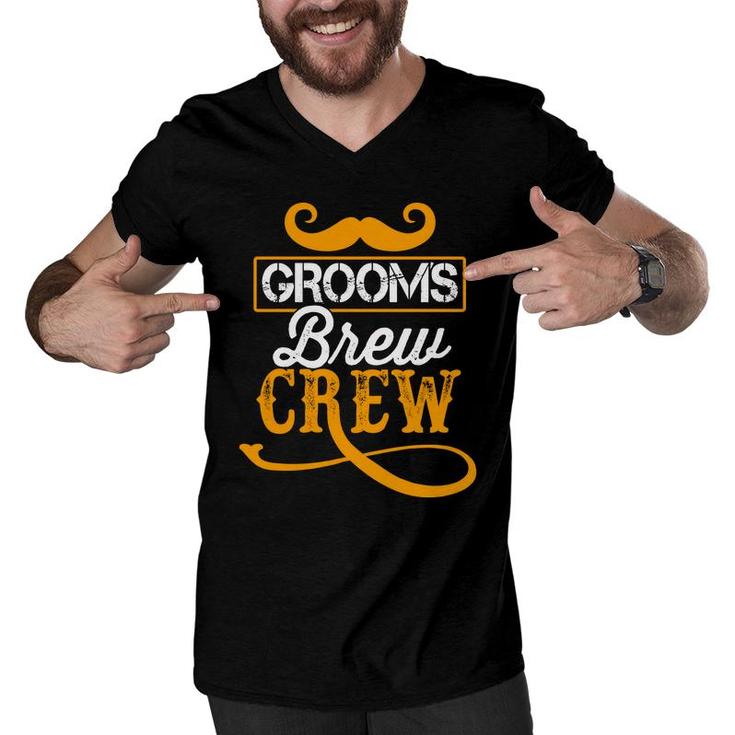 Beard Grooms Brew Crew Groom Bachelor Party Men V-Neck Tshirt