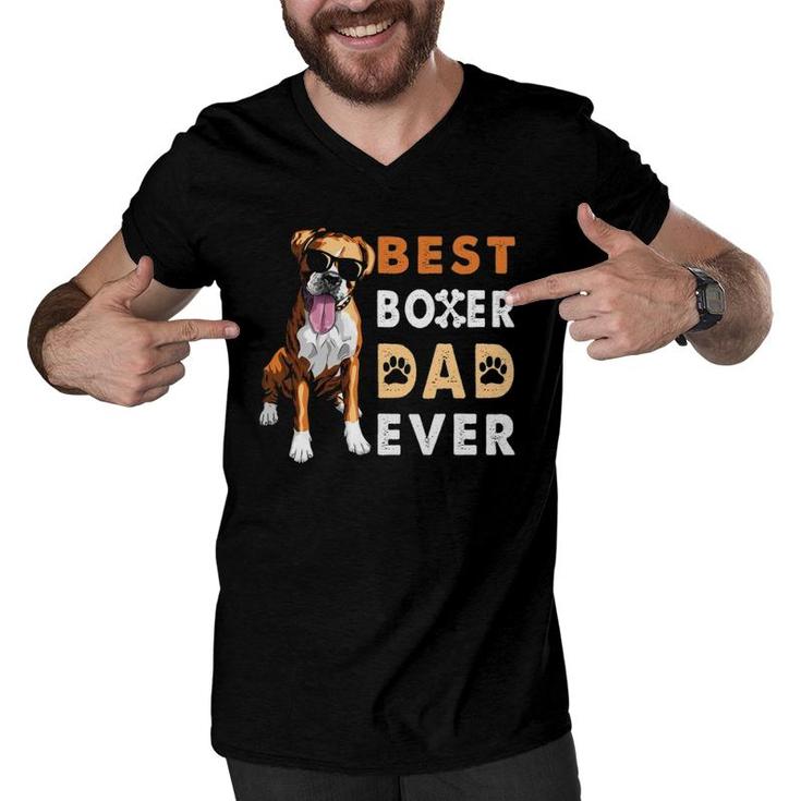 Best Boxer Dad Ever Funny Boxer Dog Dad Fathers Day Gift Men V-Neck Tshirt