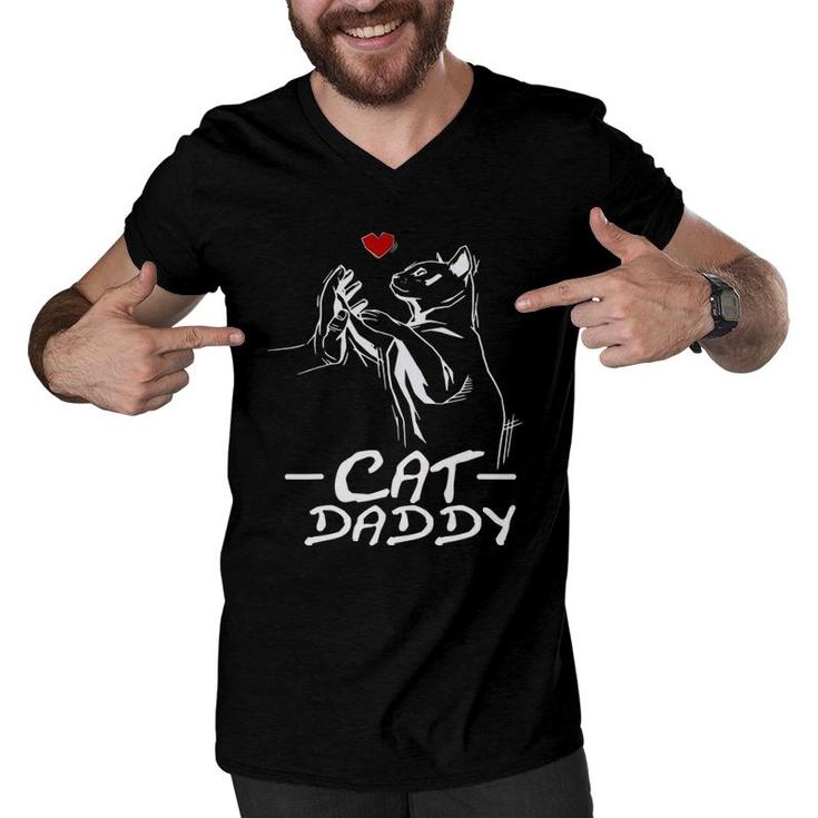 Best Cat Dad Ever Daddy Funny Cat Daddy Fathers Day Gift Men V-Neck Tshirt