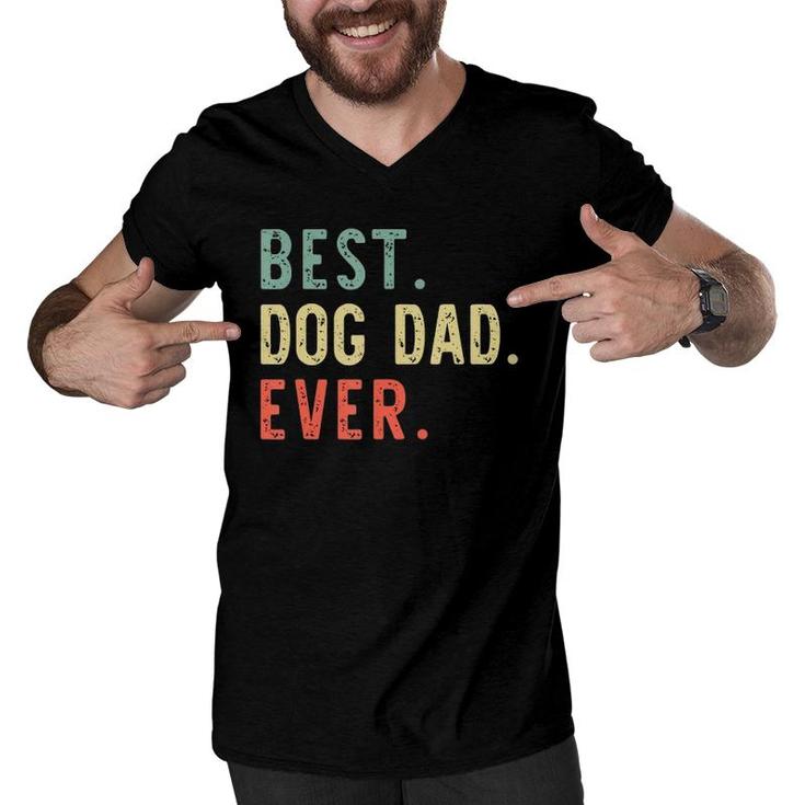 Best Dog Dad Ever Funny Vintage Gift Christmas Men V-Neck Tshirt